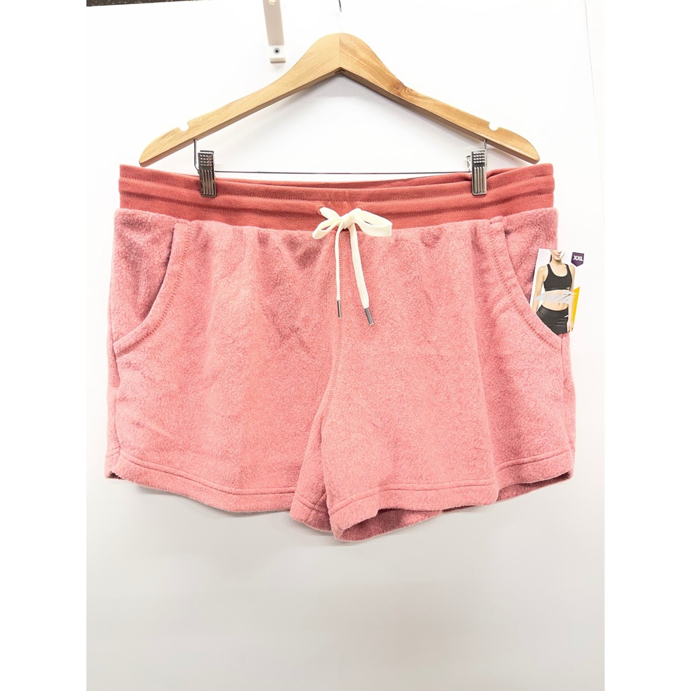 Avia Womens XXL 20 Pink French Terry Lounge Shorts Drawstring Pockets New
